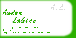 andor lakics business card